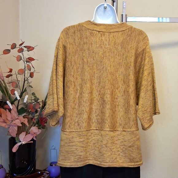 NWT Batwing Sleeves Mustard Yellow Cardigan Knitwear Lightweight Ladies Sweater - Picture 5 of 5